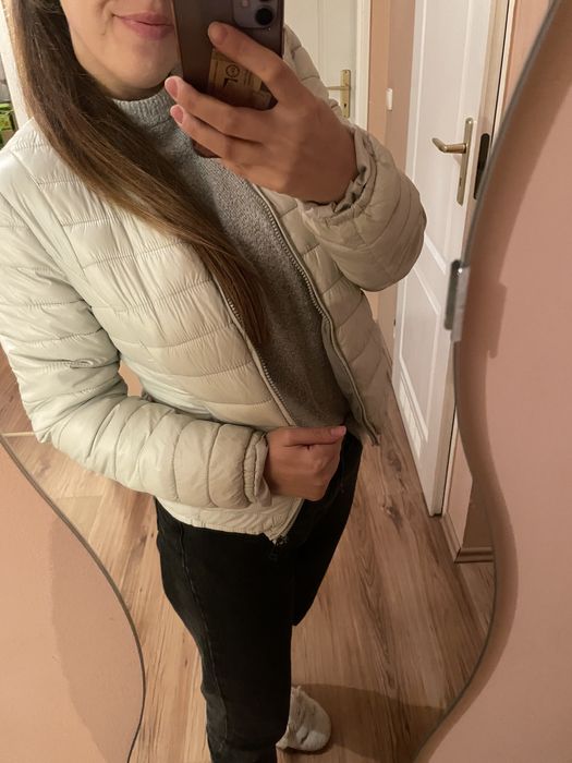 Amisu miętowa błękitna pikowana jesienna przejściowa kurtka