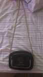 Bolsa Versace Parfums Preta com Corrente Dourada