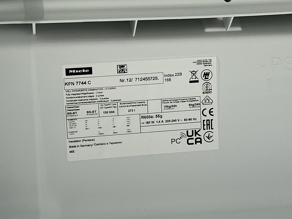 ®️Виставковий холодильник Miele KFN 7744. 25й рік. BioFrech. Closein.