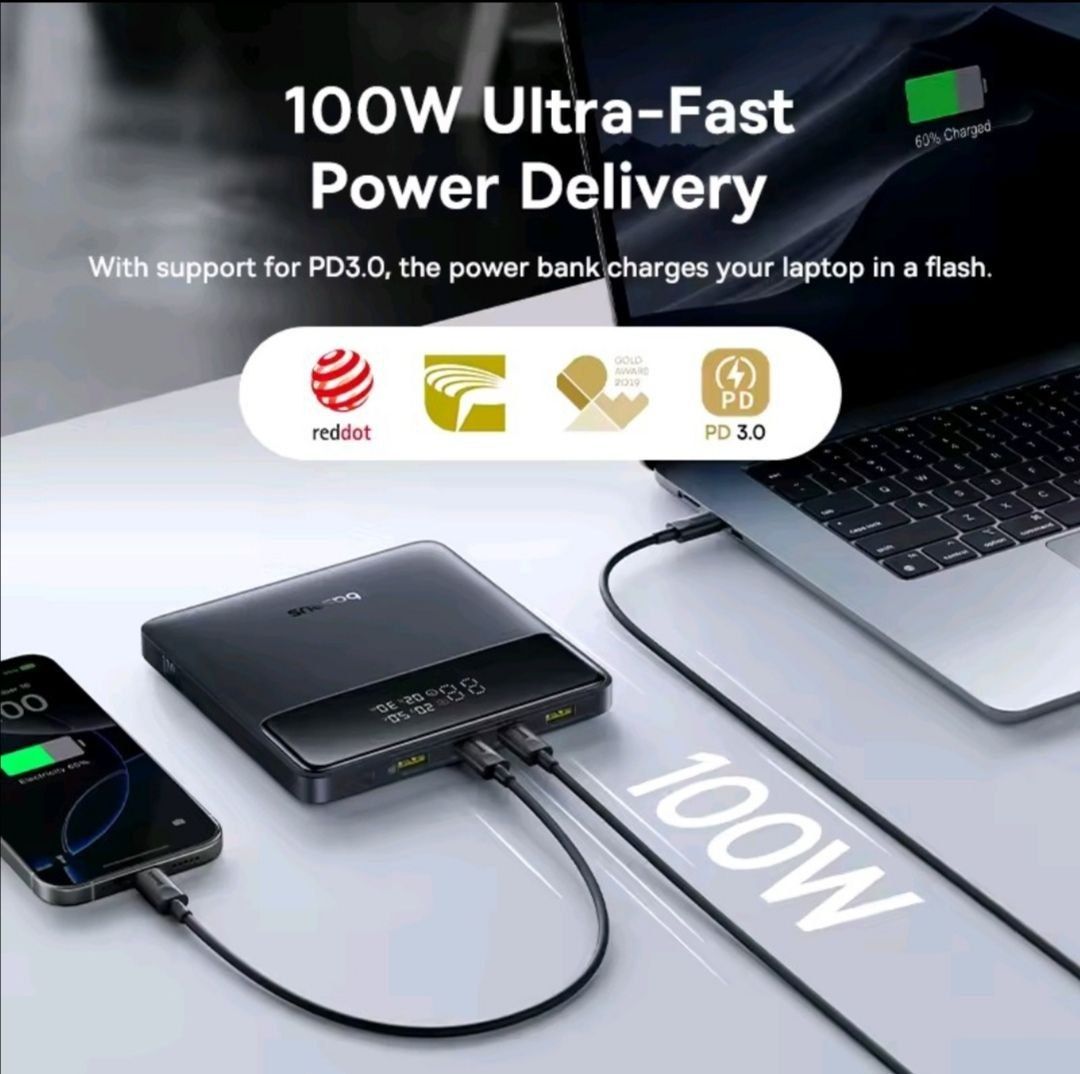 Павербанк Baseus 20000 mAh/100W
Power Bank Baseus 20000 мАг