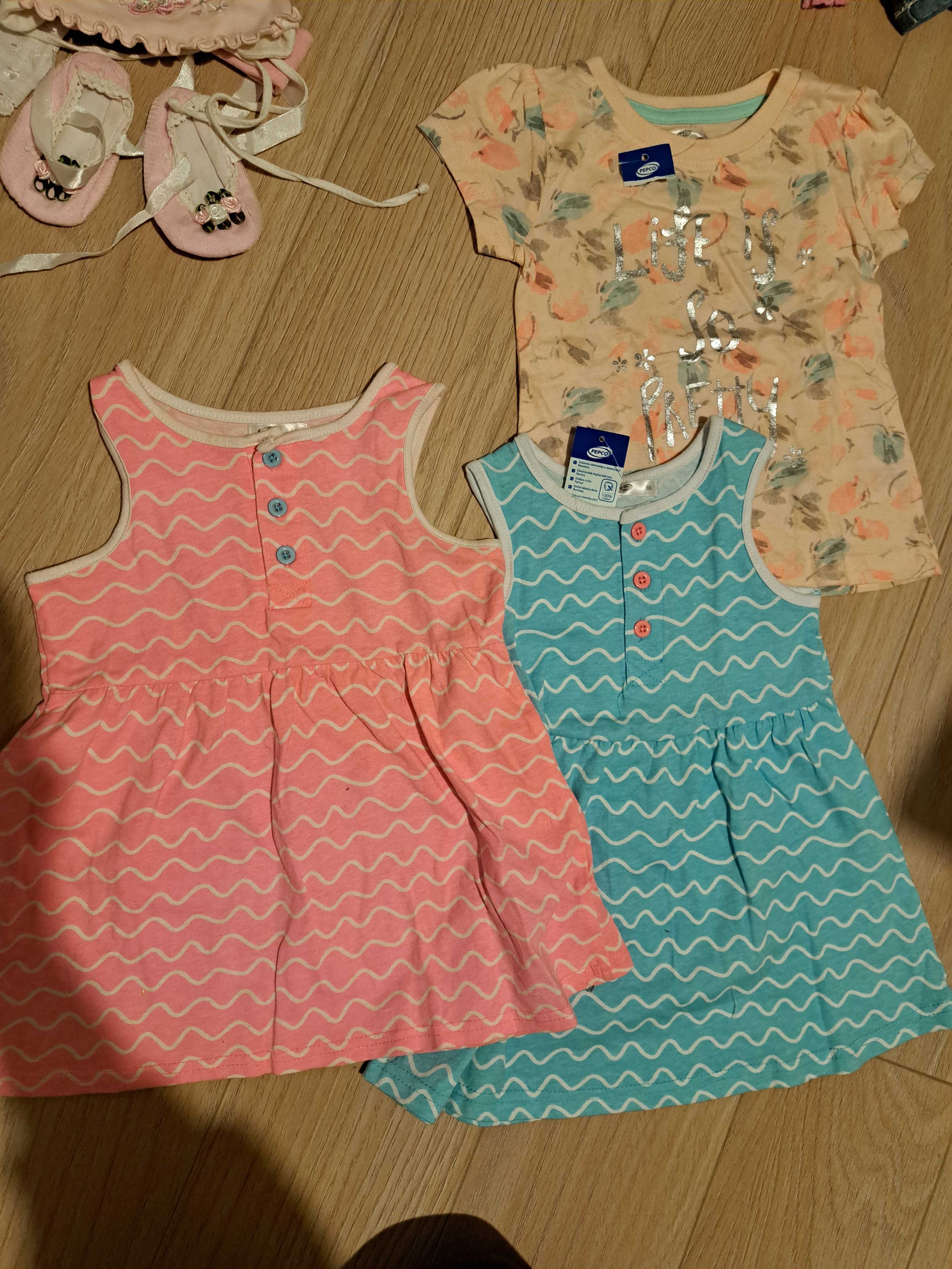 2 Nowe sukienki i bluzeczka nowe z metką różowa błękitna