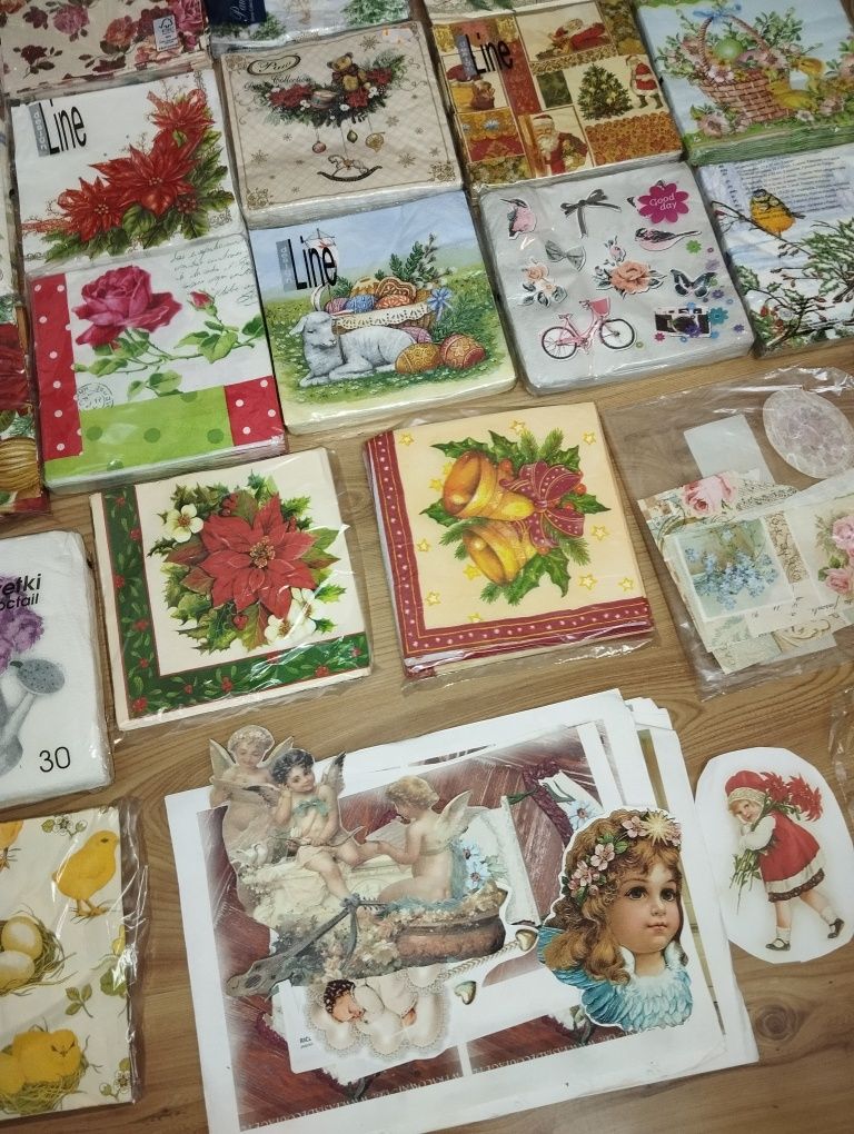 Okazja!Zestaw Nowe i Zaczęte Paczki Serwetk do Decoupage + Gratis.