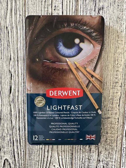 Набор карандашей масляных "Lightfast" 12 цвет. метал. коробка, Derwent
