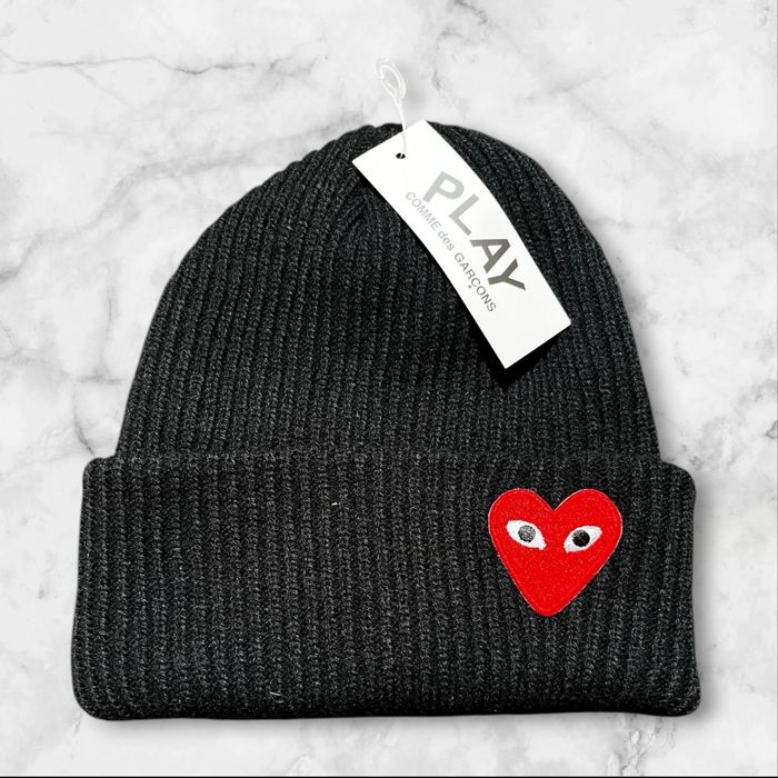 COMME des GARÇONS PLAY – Czapka Beanie, czarna, Nowa z Metką