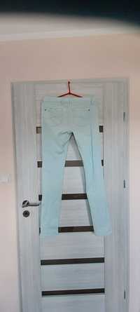 Spodnie z materiału miętowe L 40 proste  esmara
