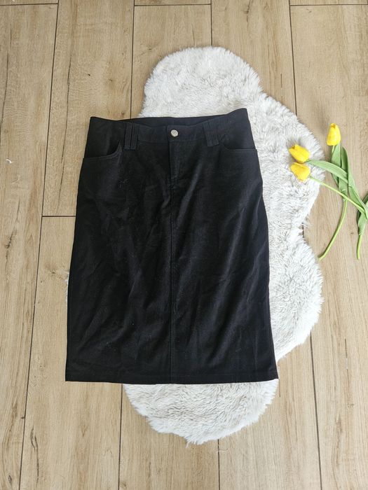 Spódnica dopasowana obcisła  czarna kieszenie s  rozciecie