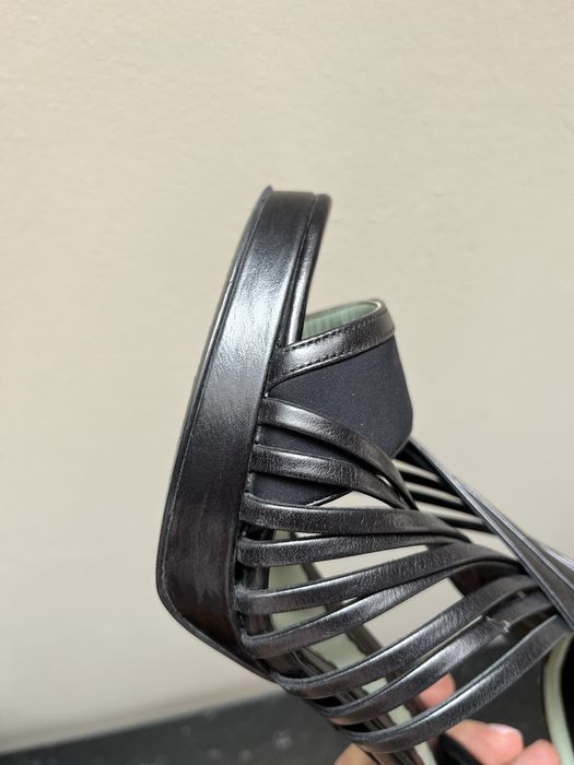 Szpilki skórzane letnie Sportmax czarne r.39 obcas 10 cm