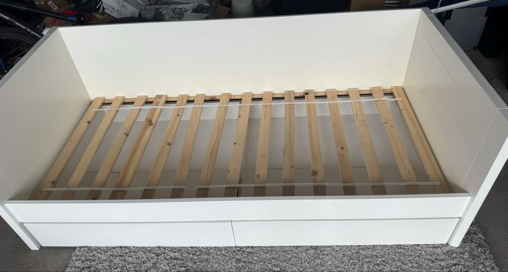 Łóżko 90x200cm białe dwie szuflady