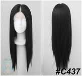 Lace Front czarna długa peruka z przedziałkiem bez grzywki cosplay wig