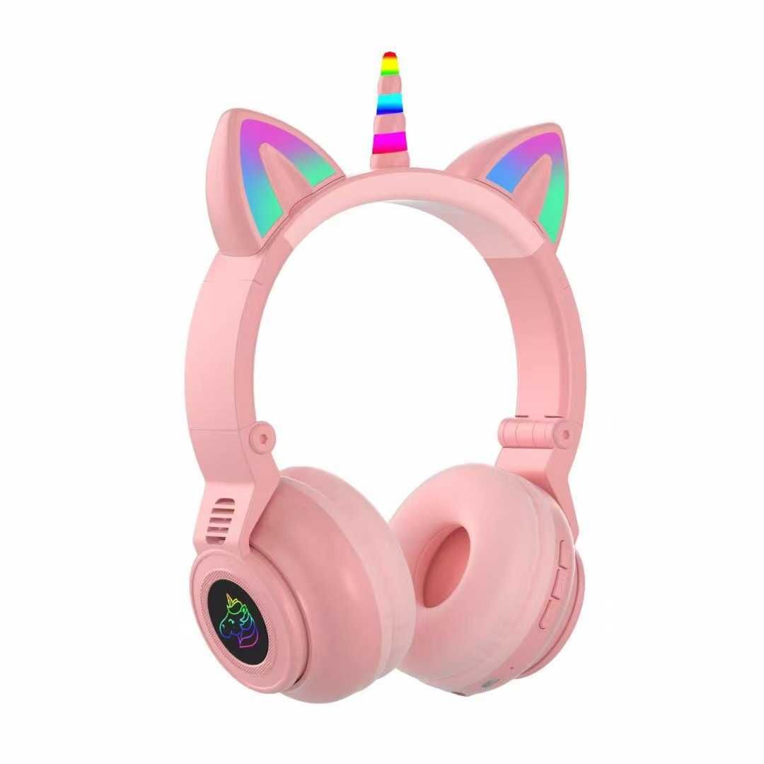 Детские беспроводные наушники Единорог Cat Ear STN-27 LED Bluetooth