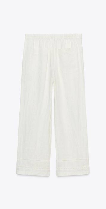 Lniane spodnie ecru Zara M 100% len koronka nowe