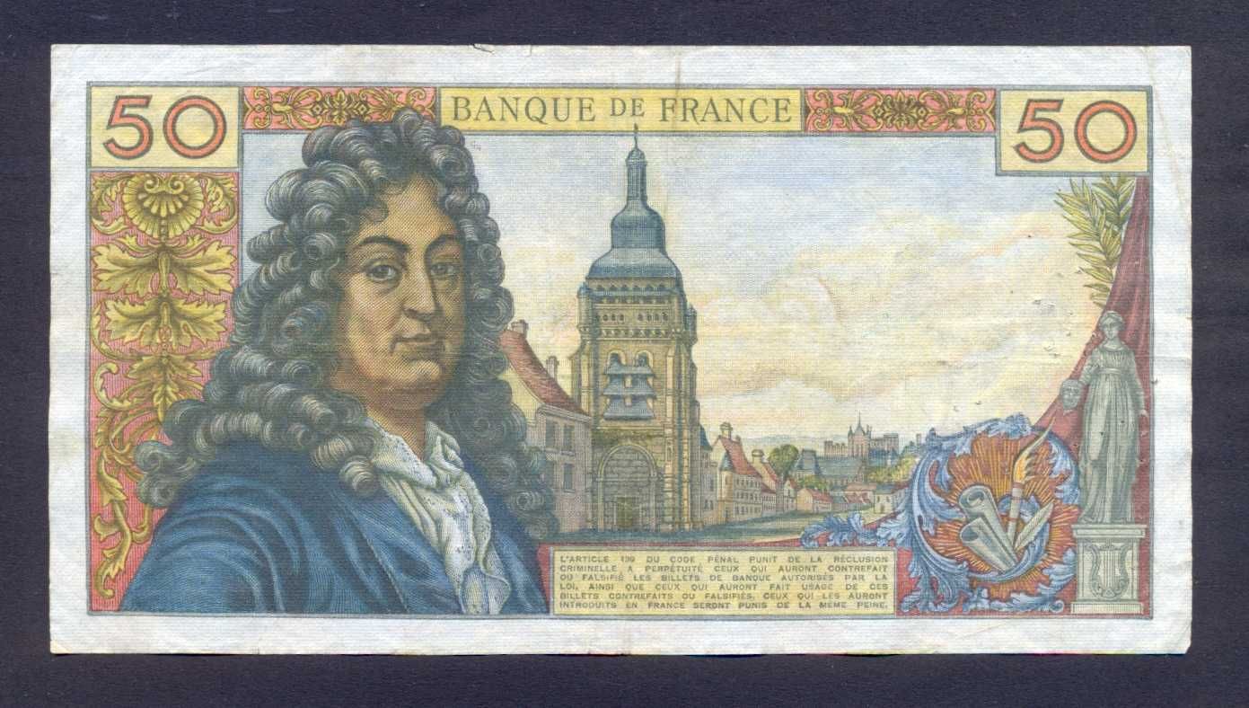 Banknot Francja 50 Franków z 1968 roku , rzadki!
