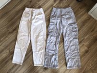 Spodnie, luźne, bojówki, dla dziewczynki, beżowe, modne, 160, xs, xxs