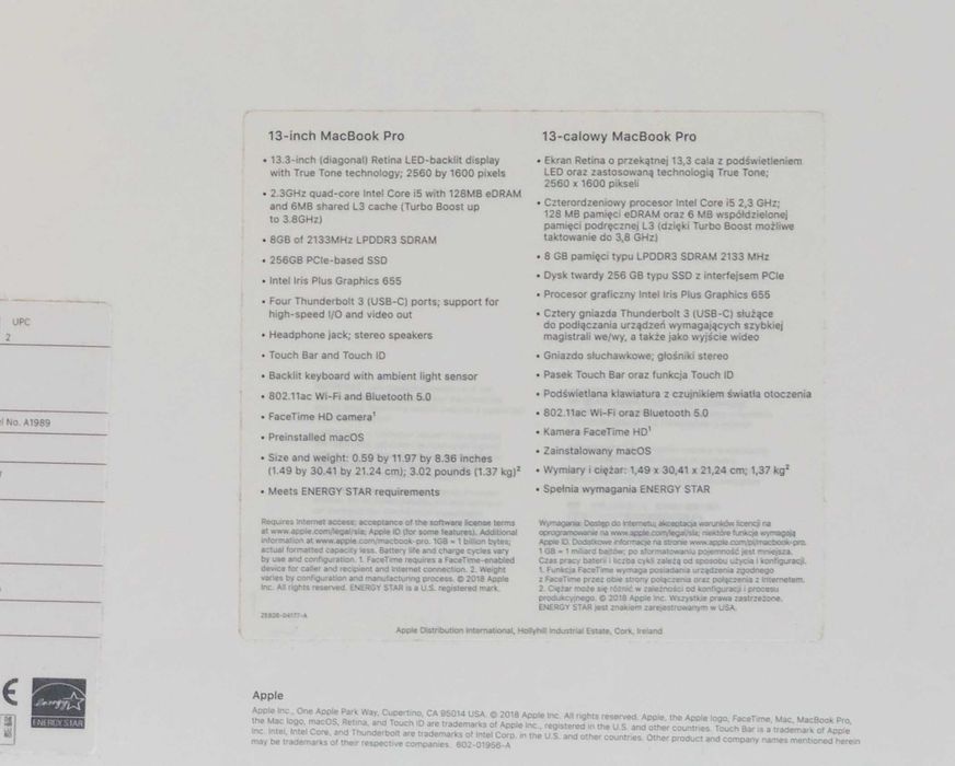 MacBook Pro 13-calowy 4-rdzeniowy PIERWSZY WŁAŚ. - STAN BARDZO ZADBANY