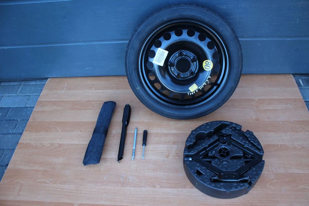 KOŁO DOJAZDOWE ZAPAS ZESTAW KLUCZ LEWAREK OPEL ASTRA J K ZAFIRA C 16 CALI 5x115 et25