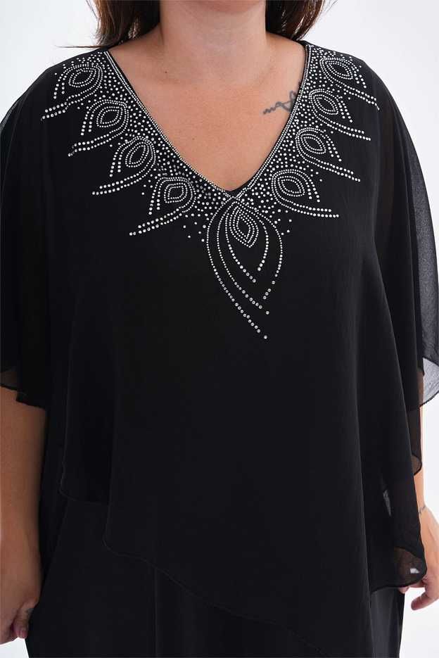 elegancka wizytowa zwiewna sukienka cekiny  plus size 3xl 4xl