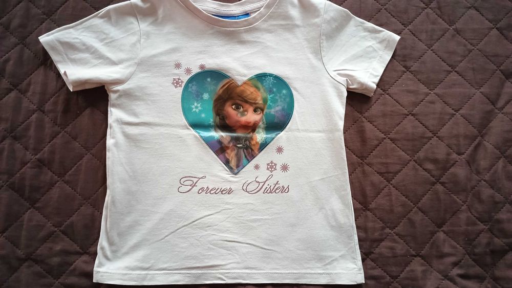 Bluzeczka Disney z krótkim rękawem r 128 Kraina Lodu