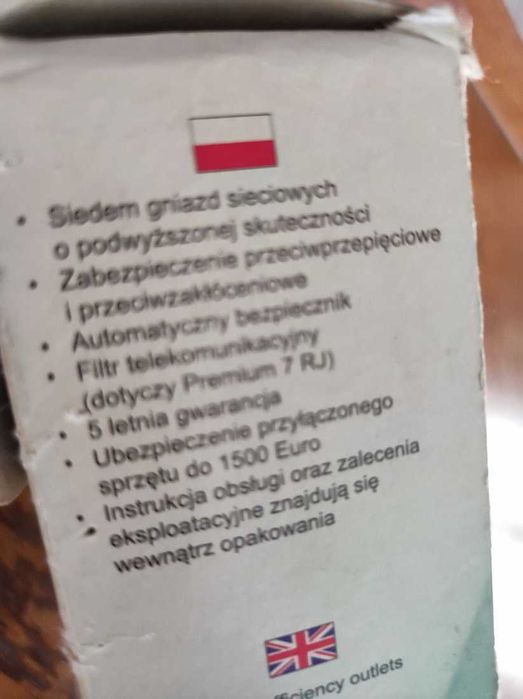 listwa zasilająca filtrująca 5 gniazd  przeciwprzepięciowa przedłużacz