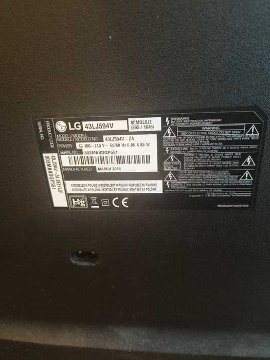 Telewizor LG uszkodzona matryca