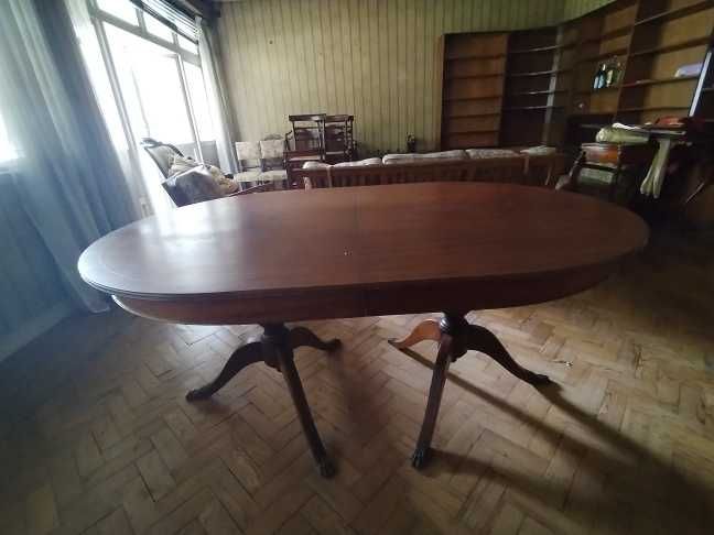 Mesa de jantar antiga extensível | madeira de qualidade