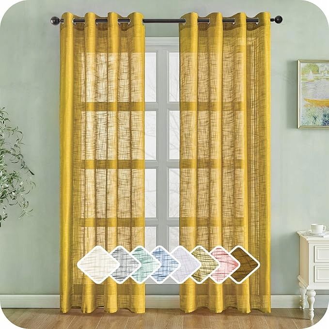 Zasłony MrTrees Musztardowe 140x225 cm 2 szt – półprzezroczyste