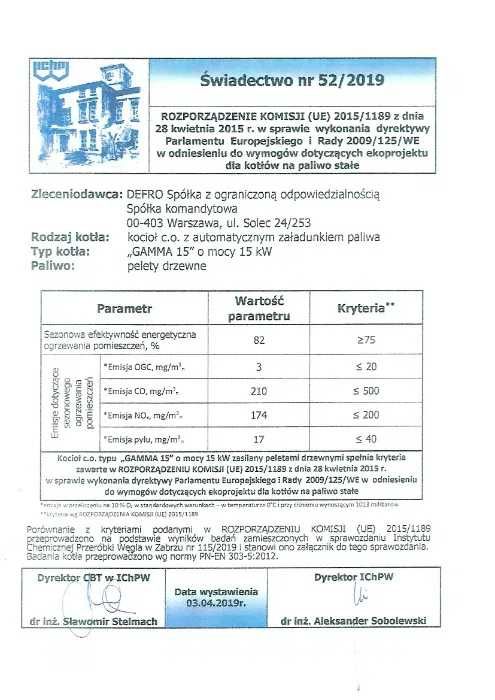 Piec kocioł Defro Gamma 15kw