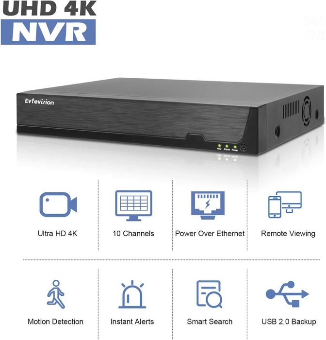 Rejestrator sieciowy system monitoringu Evtevision NVR 10-kanałowy 4K