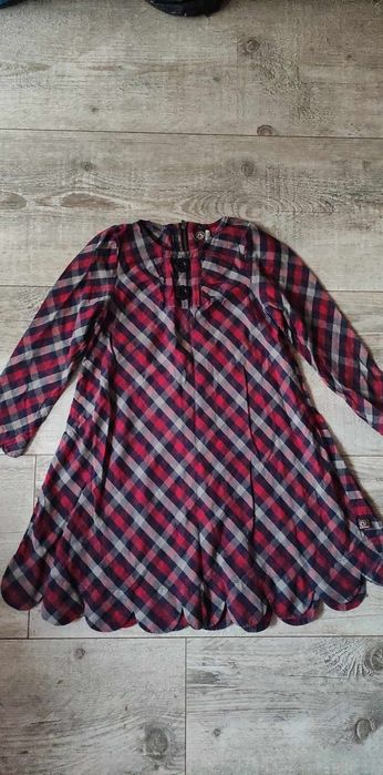 r.116 Little Duckling Świąteczna krata Sukienka 100% bawełna