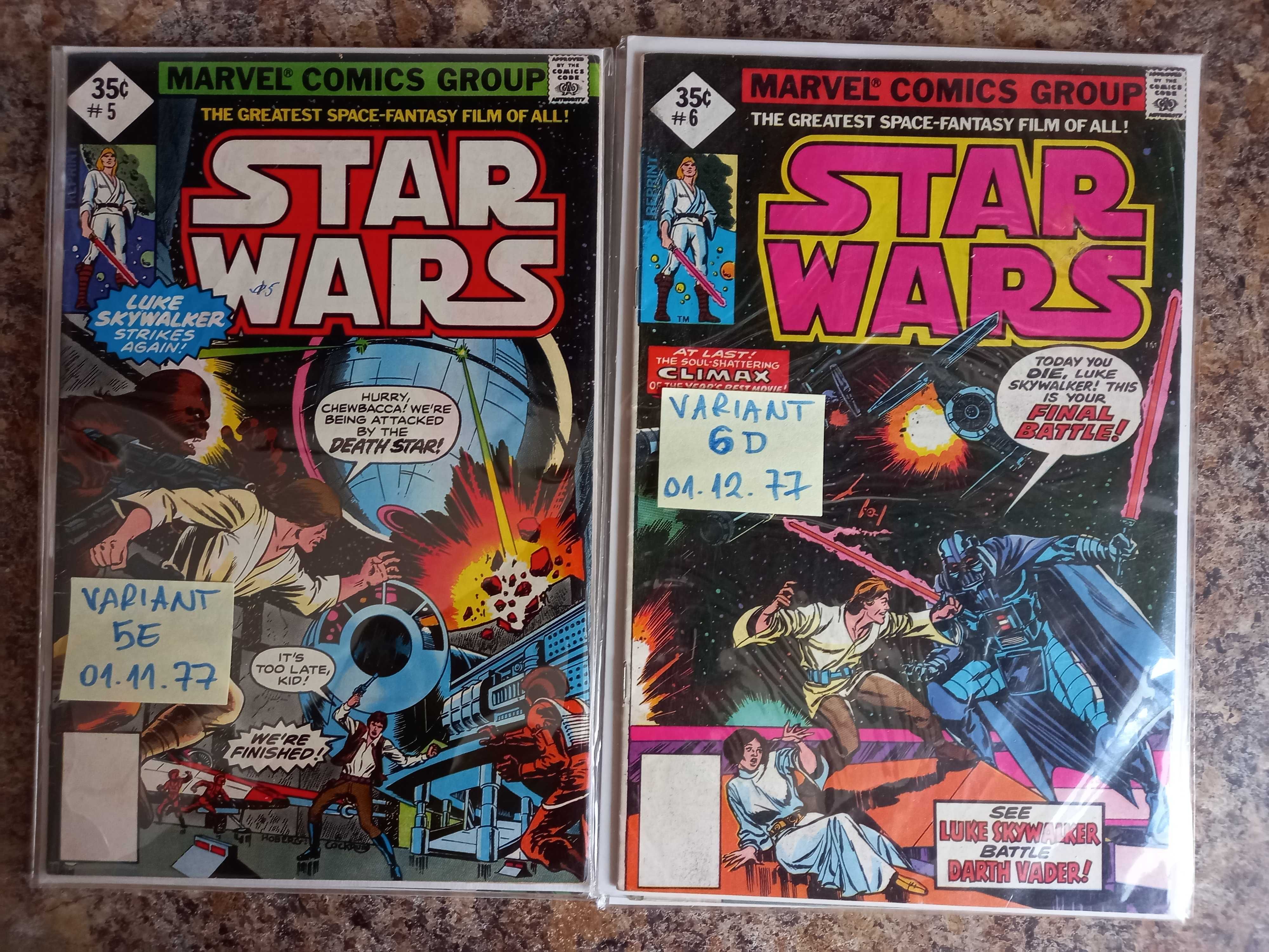 STAR WARS   # 1 - 6  z 1977r  oryginalne komiksy Marvel Comics USA