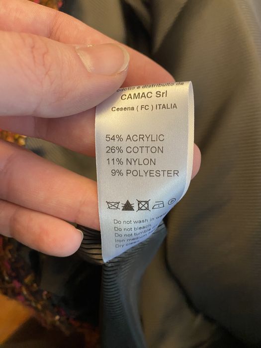 Pomarańczowa brązowa tweedowa sukienka midi z kołnierzem Stella Jean