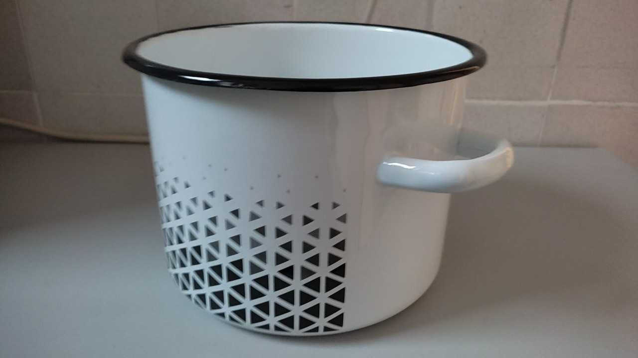 Garnek emaliowany geometria 20 cm pojemność 4.5 ,nowy, emalia Rybnik