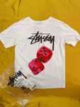 Stussy,Męska biała koszulka z nadrukiem letnim, rozmiar M