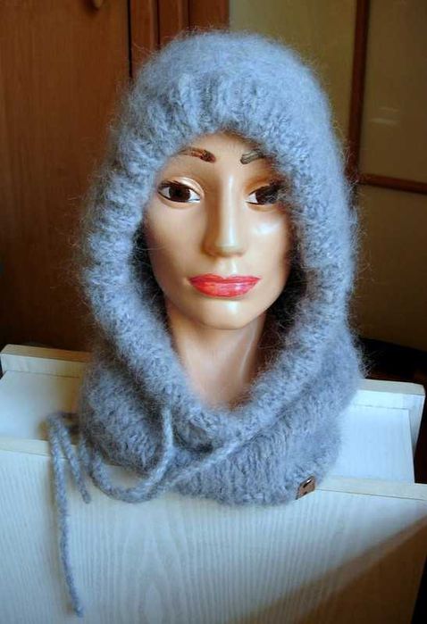 jasnoniebieski kaptur balaclava alpaka długi włos