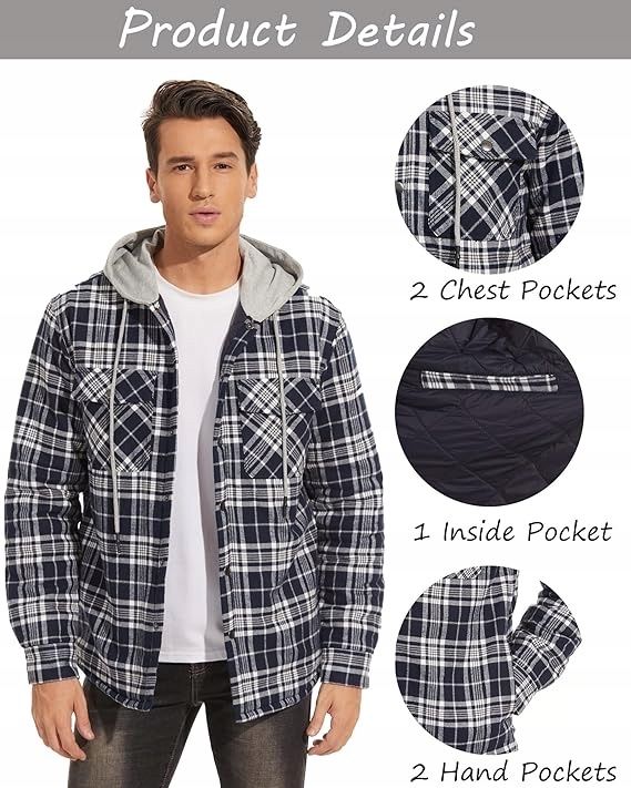 Męska kurtka flanelowa z podszewką S/L