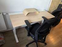 Stół biurowy IKEA Mittzon 140x60 okl. Brzoz / Biały
