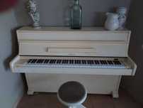 Piano com banco de piano / branco alto brilho