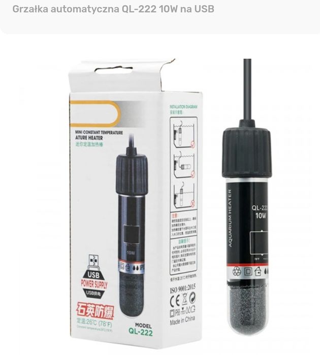 Grzałka akwariowa automatyczna QL-222 10W na USB 10W do 20L