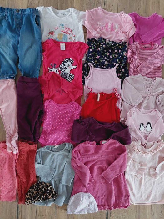 Mega paka dla dziewczynki jesień zima rózne marki 6-9m 68-74 cm