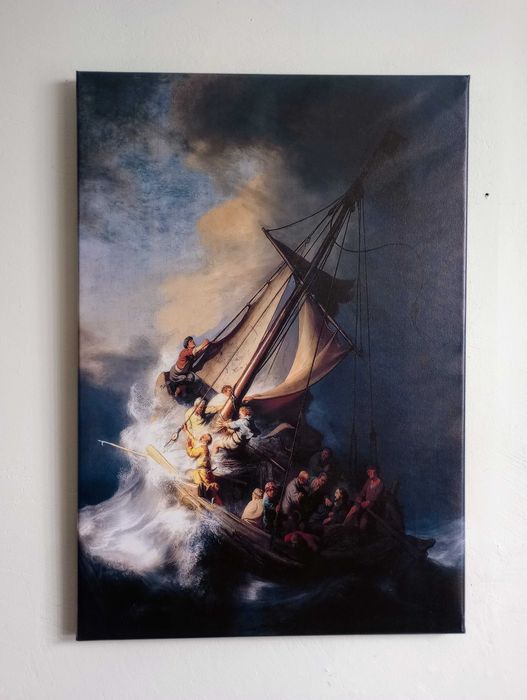 Obraz na płótnie - Rembrandt, Burza na Jeziorze Galilejskim, 45x65cm