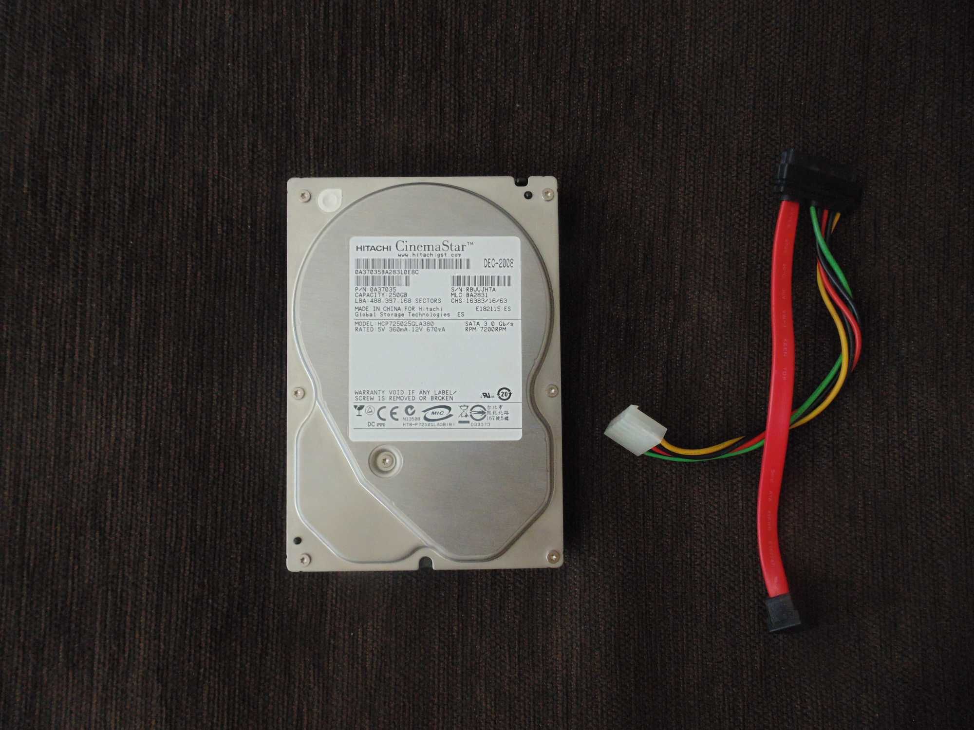 Dysk twardy 250GB HDD 3,5" PC SATA 3