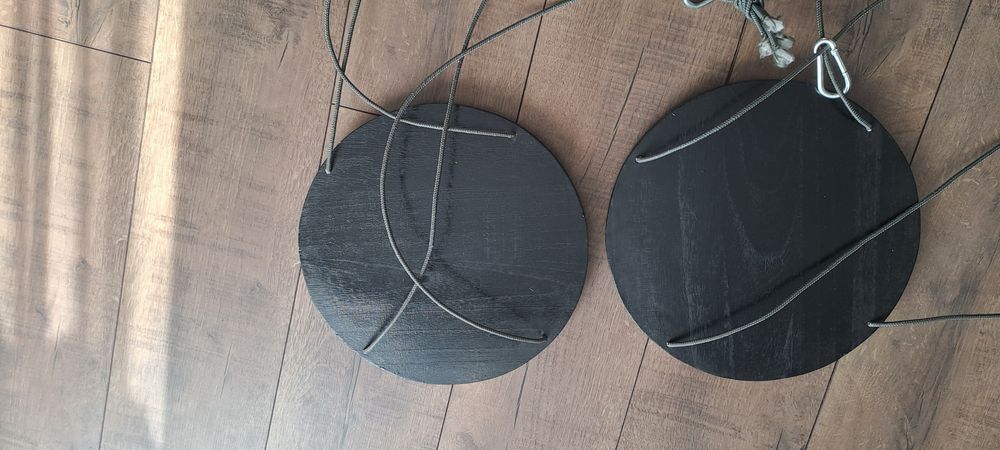 Wiszące drewniane  kwietnik na linach/komplet