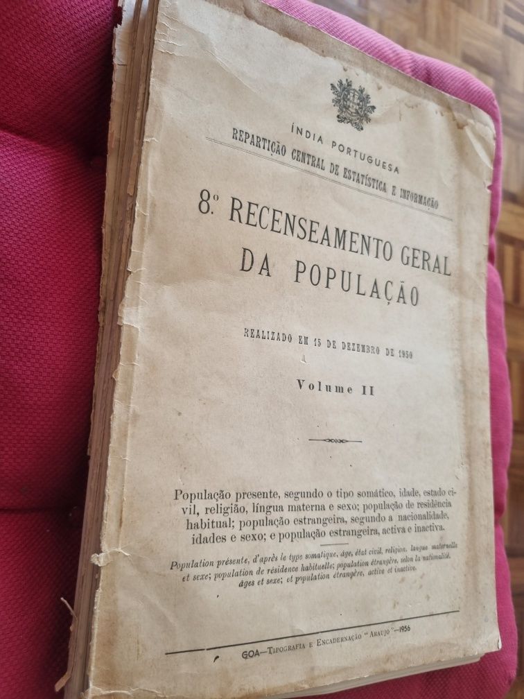 RESERVADO. Goa, Damão e Diu: Censos da Índia Portuguesa, 1931 e 1950