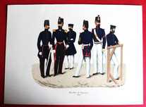 Uniformes do Batalhão de Sapadores 1848 prancha colorida