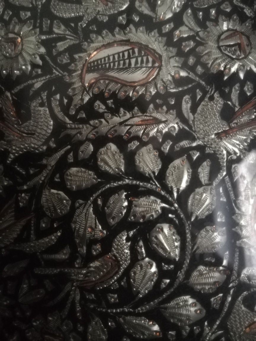 Przepiękna orientalna IRAŃSKA ozdoba obraz z metalu 27x22cm
