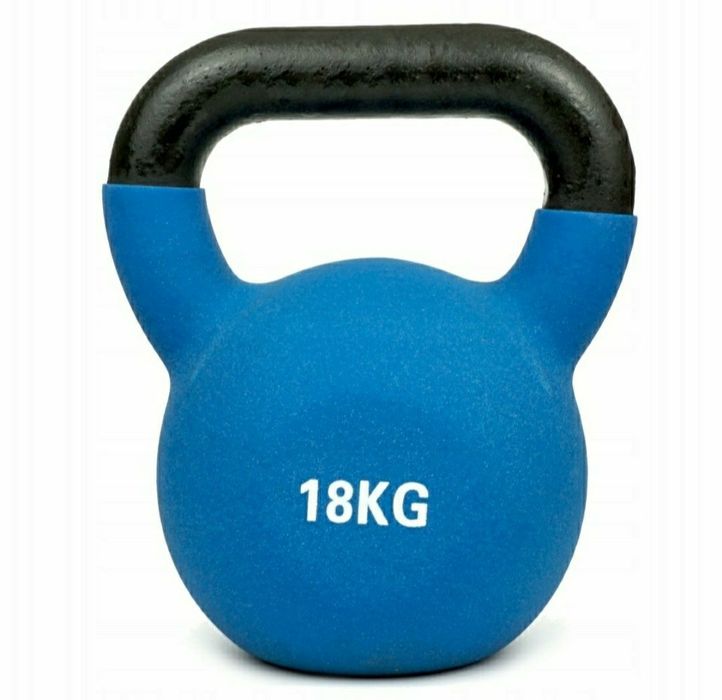 Nowy Kettlebell żeliwny pokryty neoprenem 18 kg Niebieski