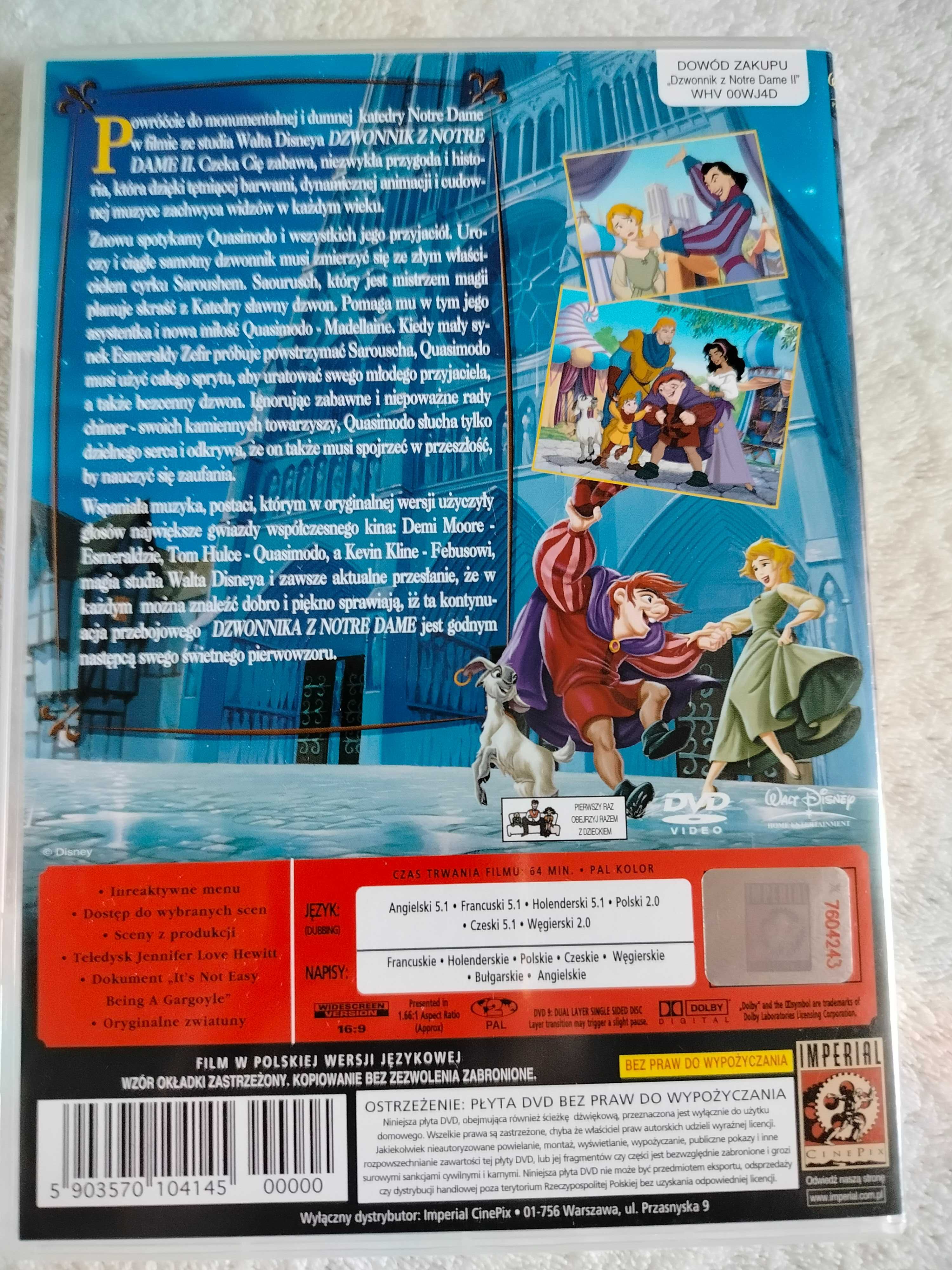 Disney film DVD" Dzwonnik Notre Dame II " nowy bez folii