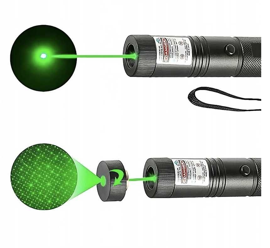 LASER ULTRA MOCNY WSKAŹNIK laserowy zielony pointer daleki zasieg 4w1