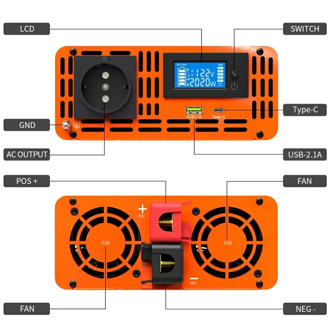 Інвертор datou boss 12v 2000w