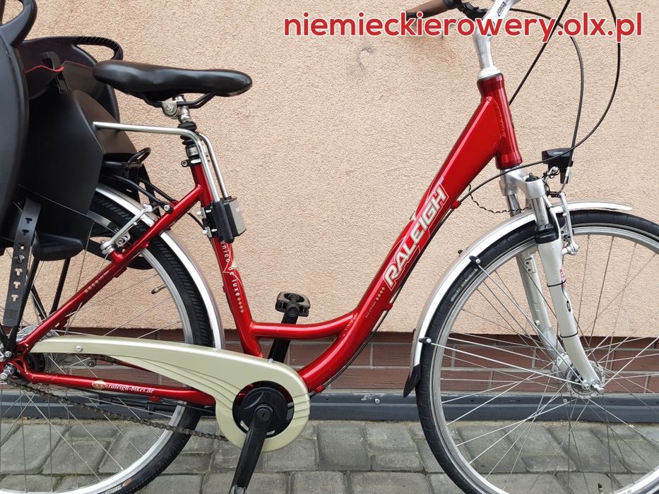 Rower damski damka RALEIGH koła 28 aluminium SHIMANO NEXUS fotelik