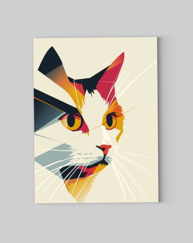 Geometryczny Kot w Abstrakcji – Obraz na Płótnie 60x80 cm